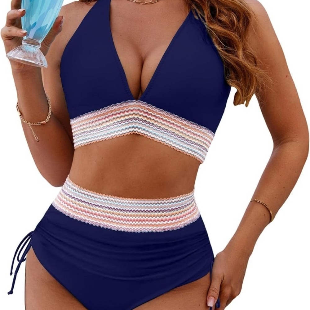 π£ Women's Navy Blue Halter Bikini π Swimsuit πββοΈ Size Medium π Tags π β±οΈ